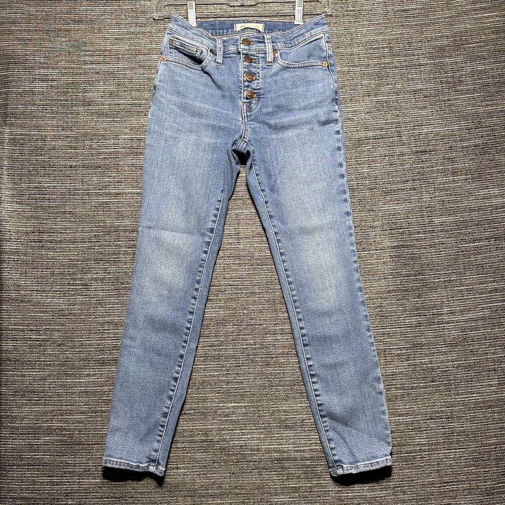 Madewell Jeans Women's Size 26 Blue Button Fly 9' Mid Rise Skinny Crop AJ173